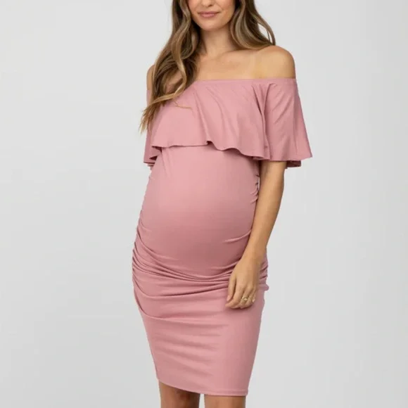 slim fit dress slacks Red Dress | Blush Pink Belted Midi Dress main image 0